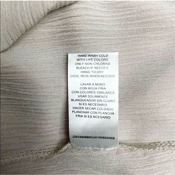 BOHO Embroidered Peasant Top Taupe Beige Tan Crepe Joseph A. Sz S - Picture 8 of 9